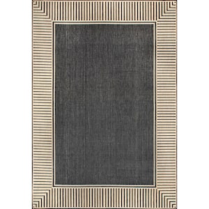 nuLOOM Asha Simple Border Dark Grey 8 ft. x 10 ft. Indoor/Outdoor Area