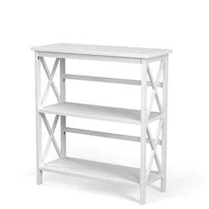 Costway Wooden Shelf Bookcase 3-Tier Open Bookshelf W/X-Design